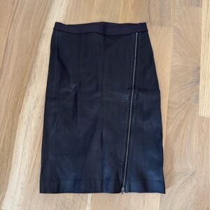 Theory - Black Lamb Leather w/ Zipper Front Slit skirt